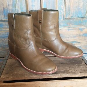 Cole Haan Grand OS Zillie leather wedge ankle boots booties Fatigue color 7.5